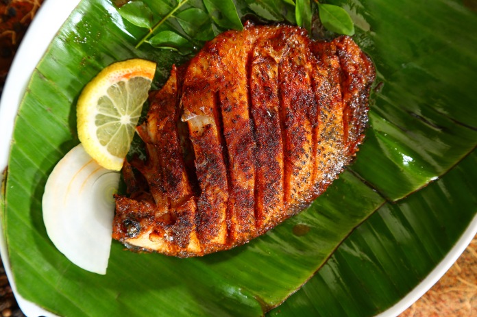 Image result for fish kebab in banana leaf
